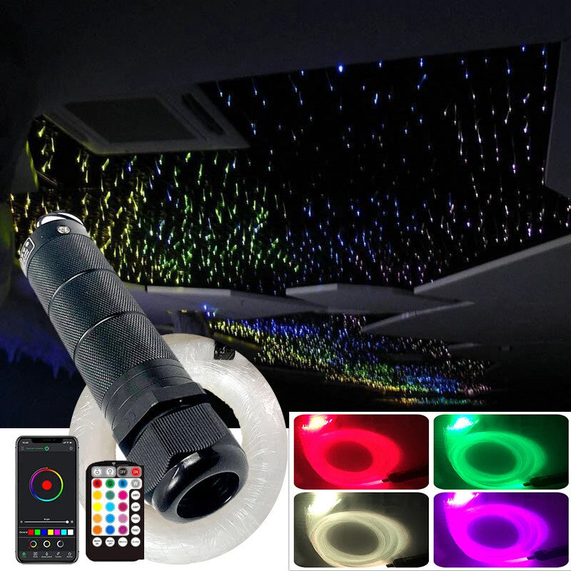 6W Car Starry Sky Light LED Roof Star Ambient Ceiling RGBW Fiber Optic Lamp kit