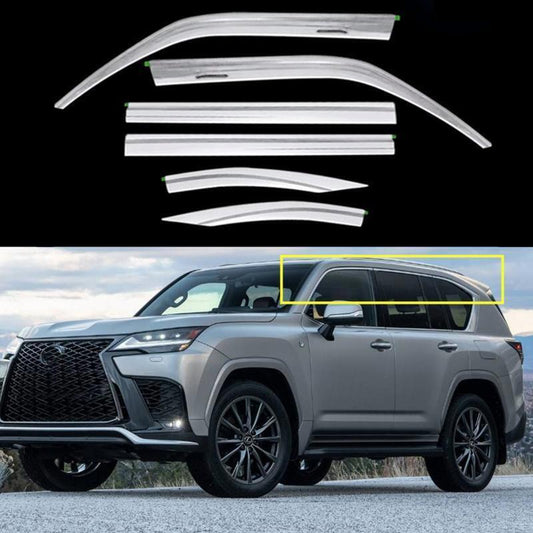 Chrome Window Visor Vent Cover Sun Rain Wind Guards for Lexus LX600 2022-2024