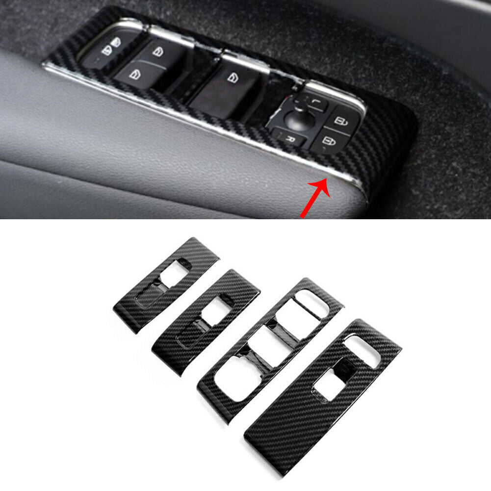 Window Switch Lock Cover Trim Carbon Fiber 4pcs/Set for Volvo XC40 2018-2020 ABS