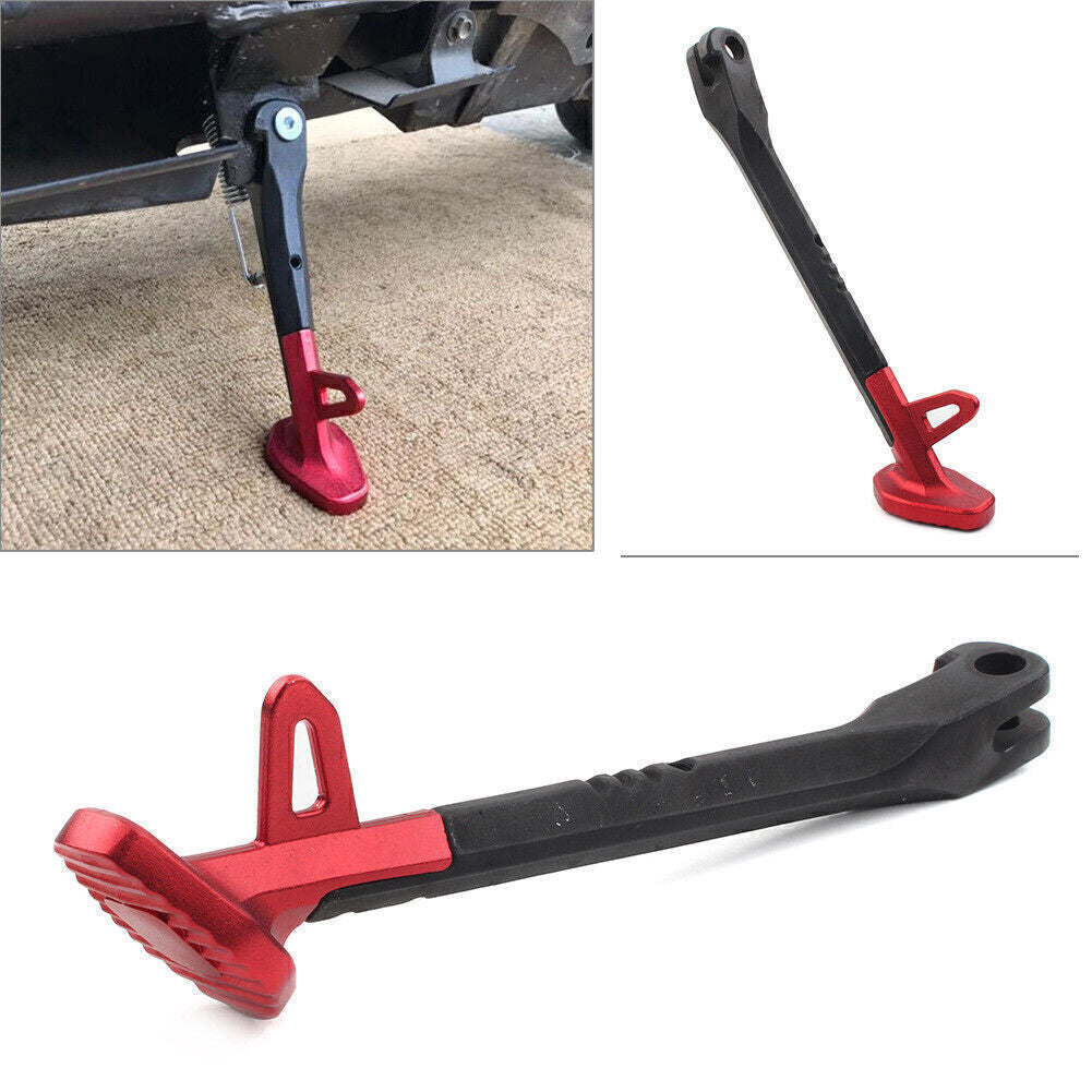 CNC Alloy 250MM Motorcycle Single Side Stand Leg Kickstand Supporter Black+Red