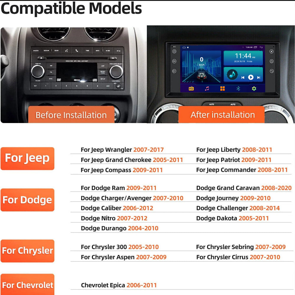 Android Auto Carplay for Dodge Avenger 2009-2011 Car Stereo Radio Screen GPS Nav