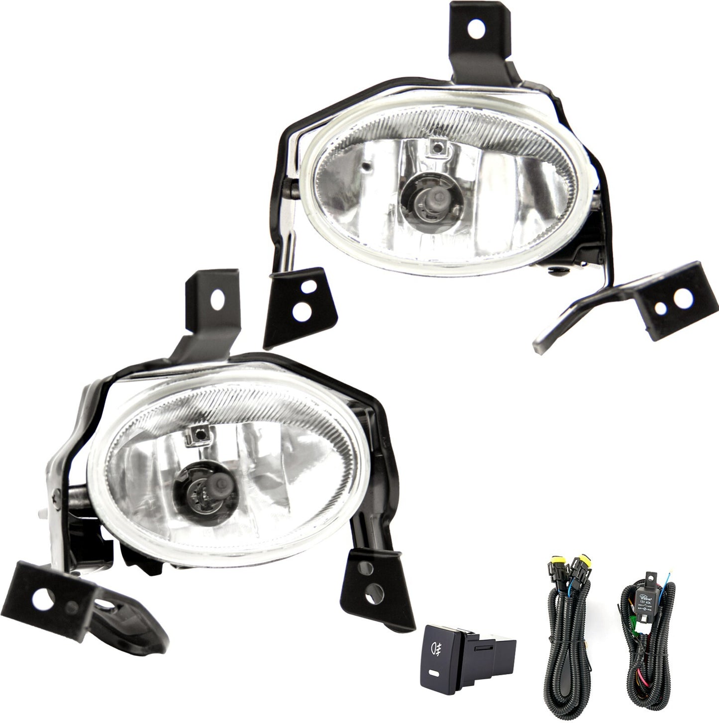 Fog lights compatible with 2010-2011 for Honda CR-V, clear lens with switch and wiring B