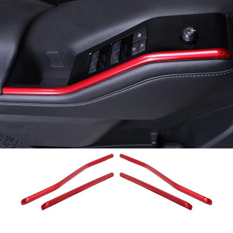 Gloss Red Interior Door Armrest Strip Cover Trim for Toyota Highlander 2020-2023
