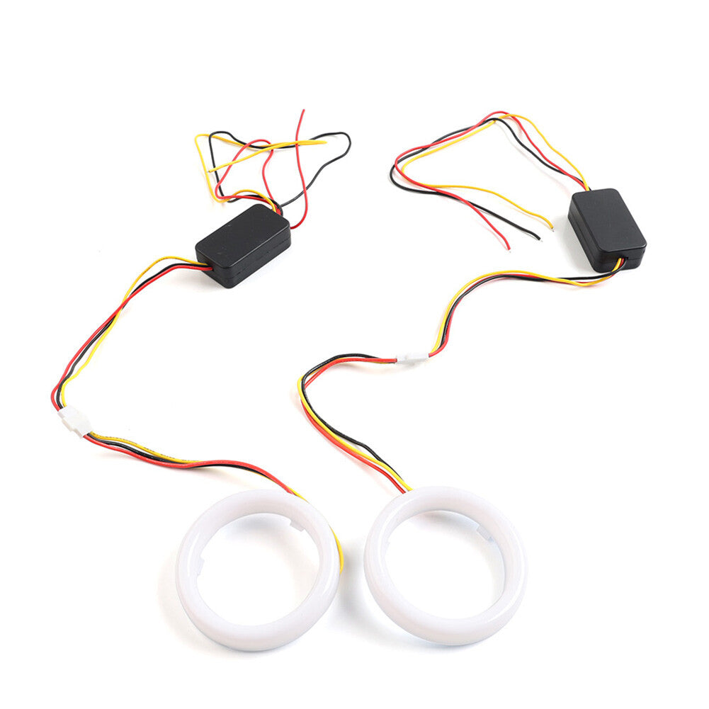 White Amber 100MM Switchback LED Angel Eyes Halo Rings Car Headlight Retrofit