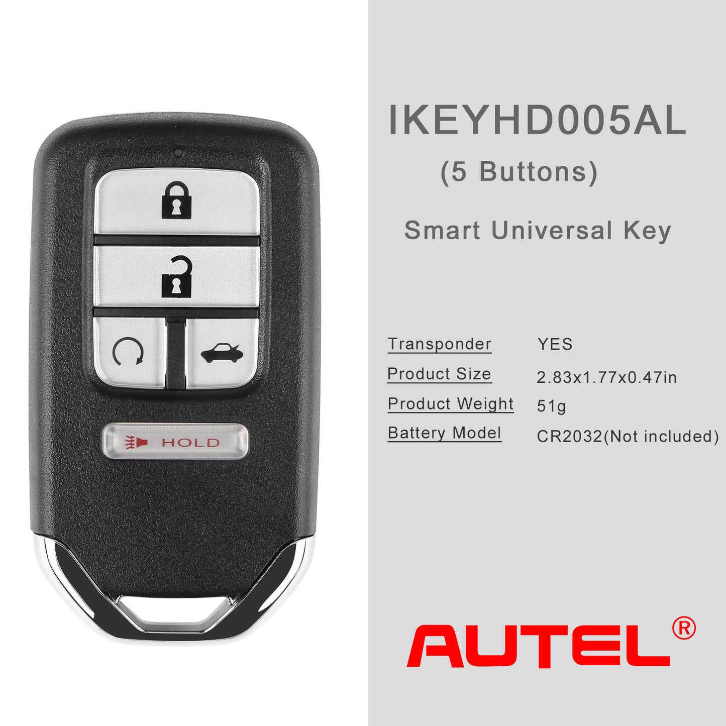 PROXIMITY Remote for Smart Key IKEYHD005AL 5 Buttons Fit for Honda Universal