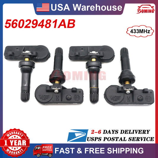 TPMS Tire Pressure Sensor Monitoring 4PCS 433MHz for Dodge for Ram for Jeep 56029481AB