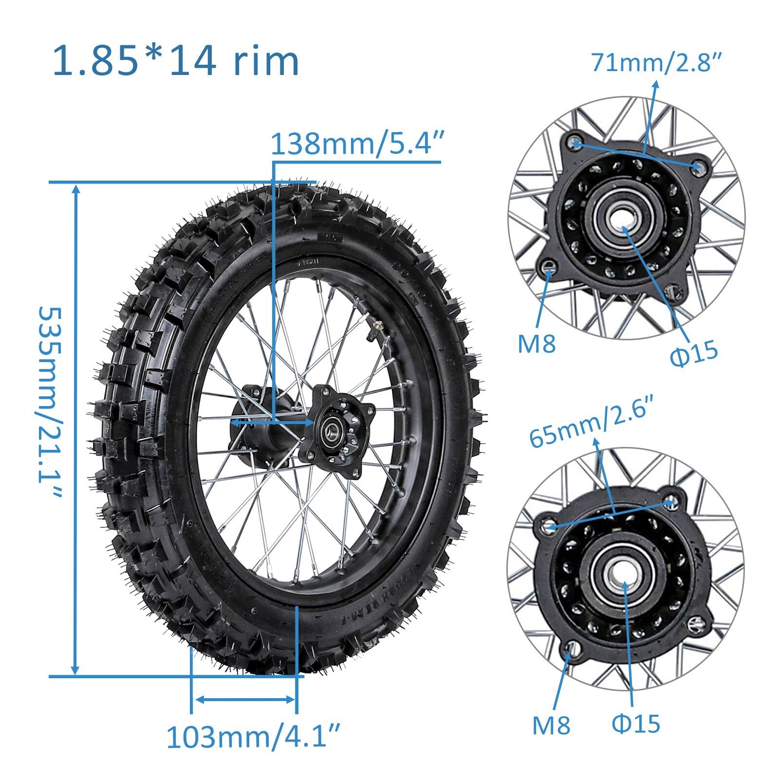 90/100-14 Rear Disc Rotor Sprocket Suitable for 125cc and 140cc Dirt Pit Bicycles and Scooters