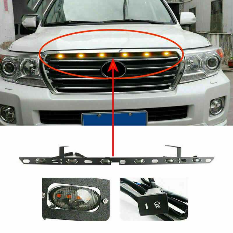 for Land Cruiser LC/FJ200 2008-15 Style Amber Lens Front Grille LED Light