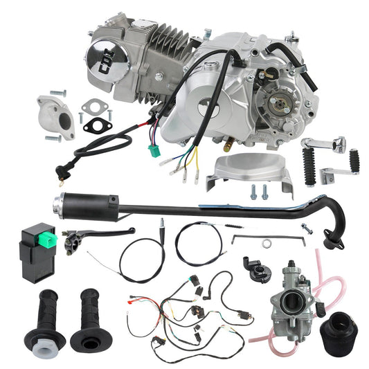 140cc engine, motor, and complete electric starter kit suitable for Dirt Pit bicycles, for Honda CT70, CT90, and 110cc models.