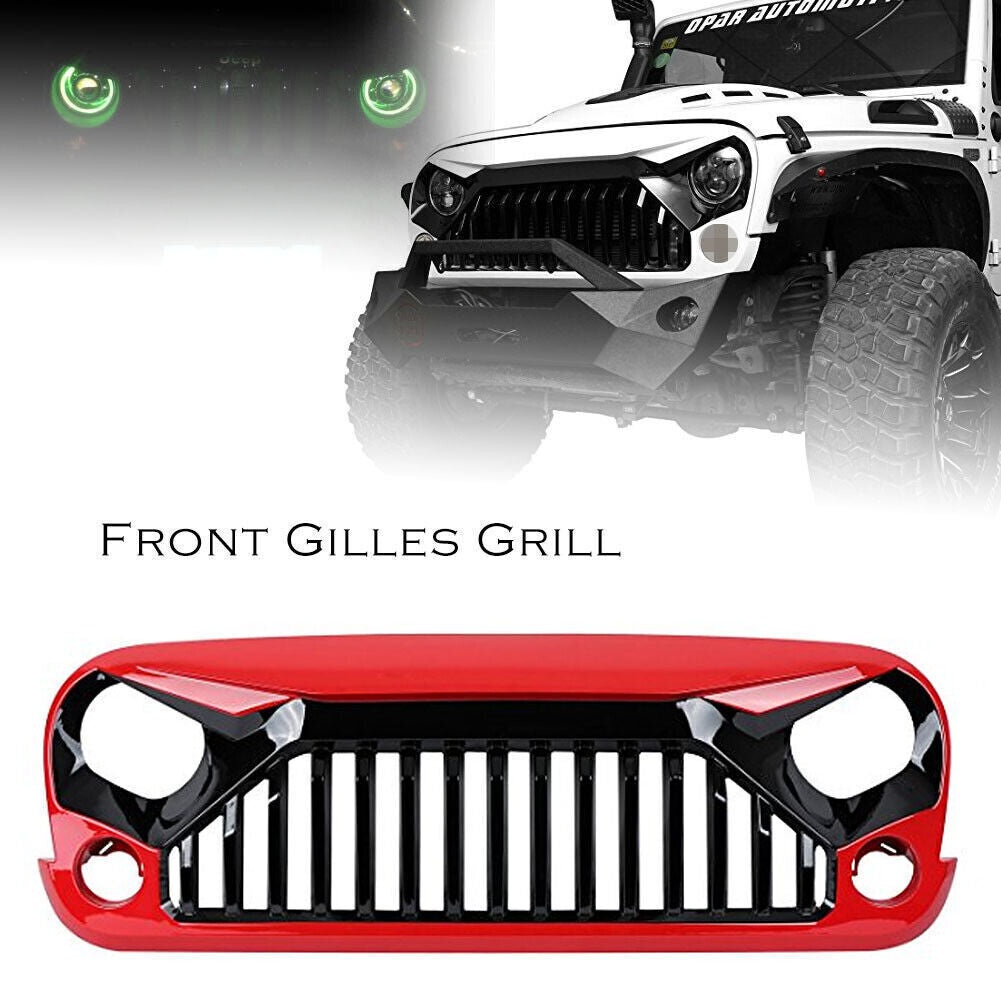 Front Monster Grille Grid Mesh Insert for Jeep for Wrangler JK JKU 07-17 Red