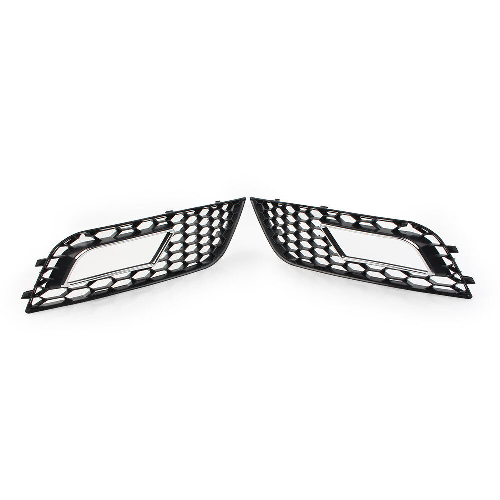 Front Fog Light Honeycomb Hex Mesh Grill Cover for Audi A4 B8.5 2013-2016 Chrome