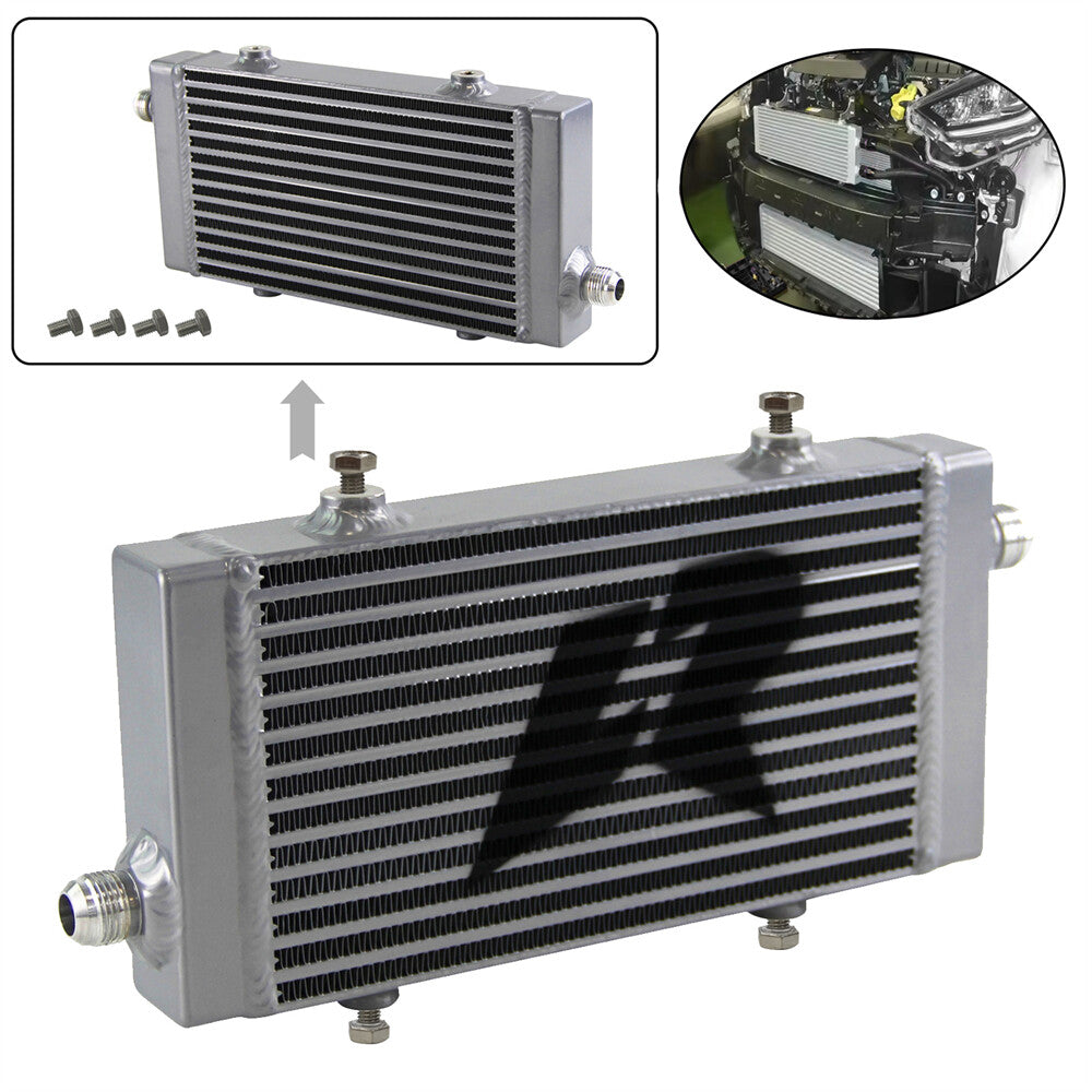 Universal Cross Flow Bar  Plate Oil Cooler Small - 10AN Silver