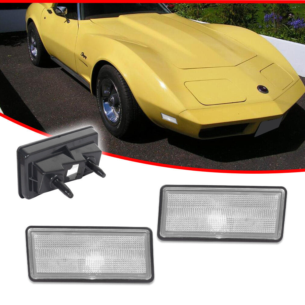Suitable for Corvette C3 1974 - 1979 for Chevrolet clear front and rear marker light housings (2x)