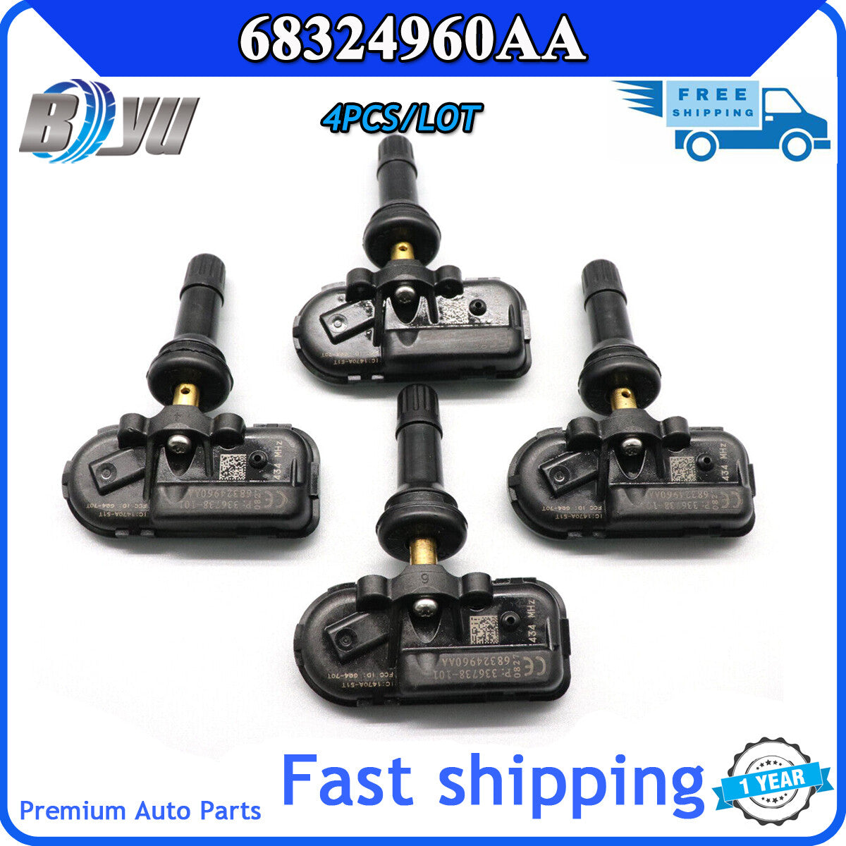4-pack TPMS tire pressure sensors for 2019 for Jeep Cherokee for Ram 1500 3500 6834960AA
