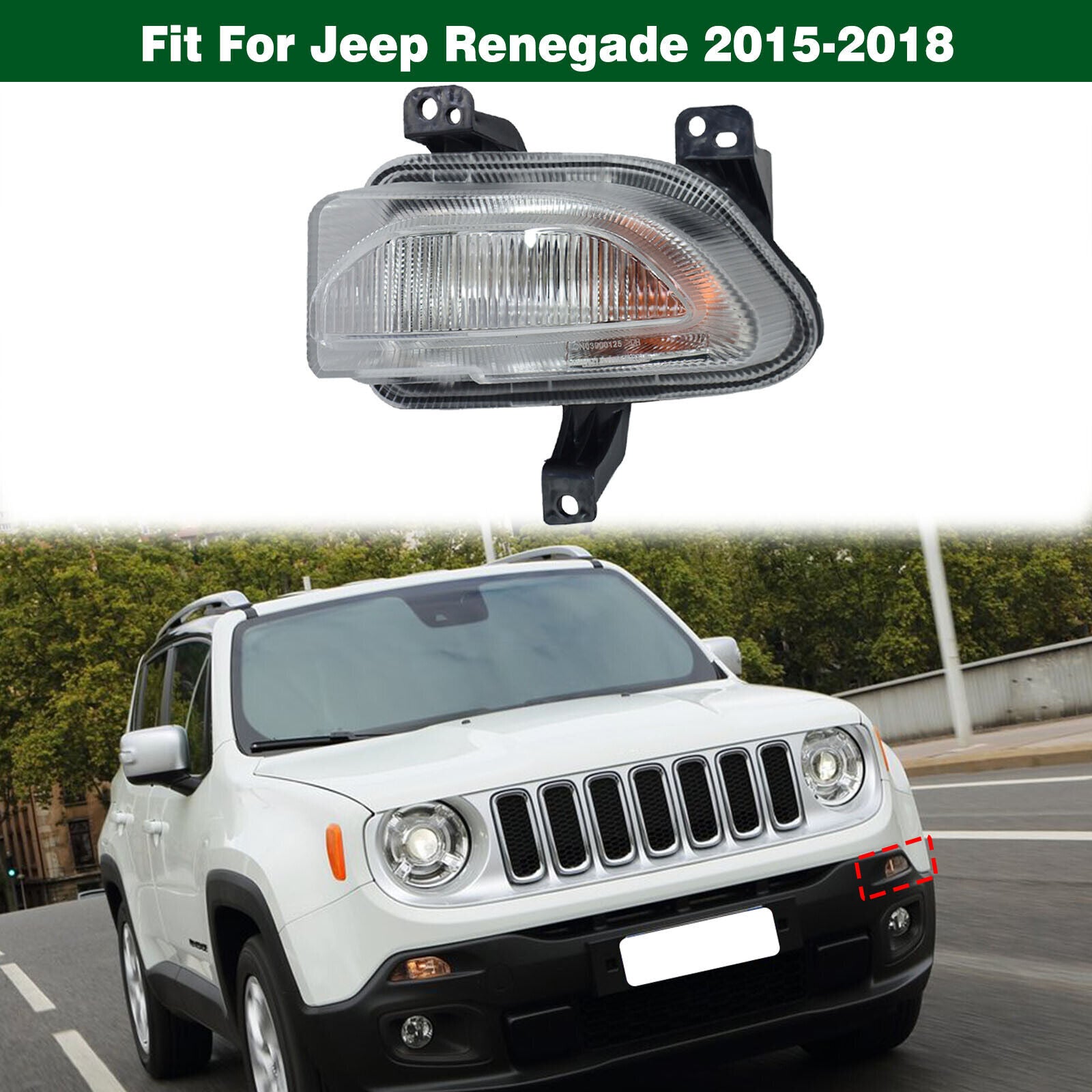 Left driver's side turn signal headlights applicable to for Jeep Renegade 2015 - 2018