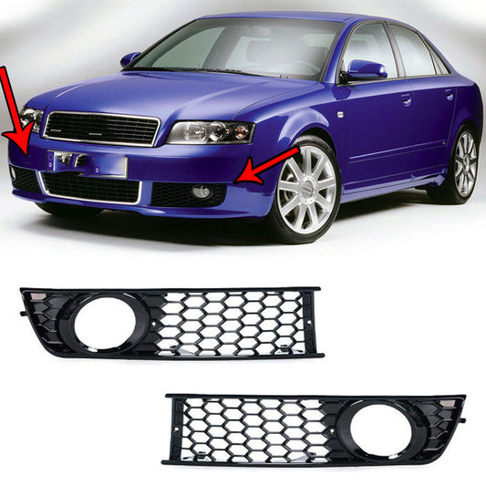 Suitable for Audi A4 B6 2001 - 2005 1 Dual front bumper, side fog lights, hexagonal grille