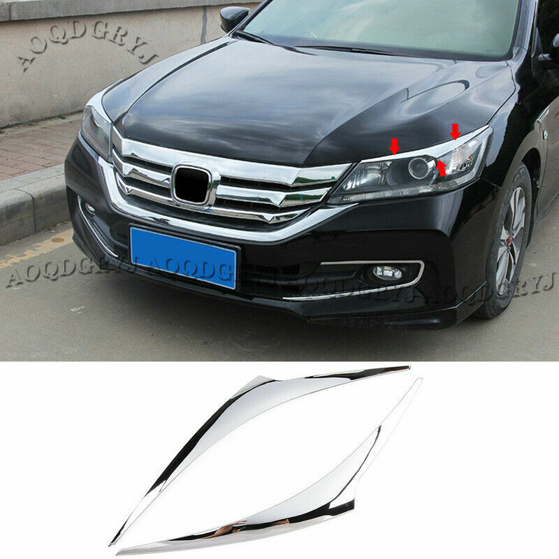 ABS Chrome Headlight Lamp Eyebrow Molding Trim for Honda Accord Sedan 2014-2015