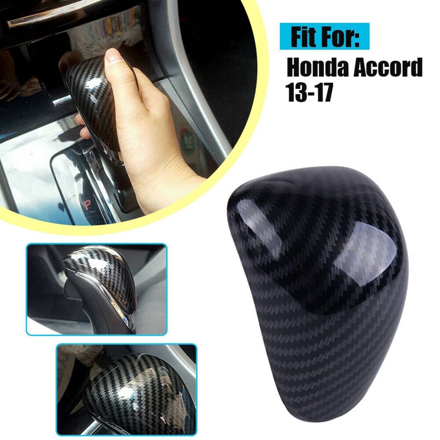 for Honda Accord 2013-2017 Carbon Fiber Inner Gear Shift Knob Shifter Cover Trim