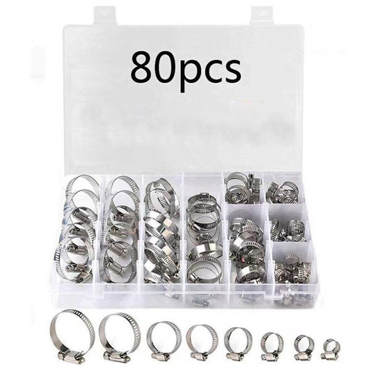 Car Hose Clips Pipe Clamps Stainless Steel Adjustable Hose Clip Fastener 80x Kit