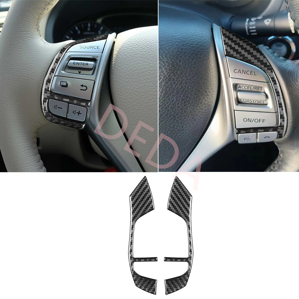 Carbon Fiber Inner Steering Wheel Button Cover for Nissan Altima Teana 2013-2018