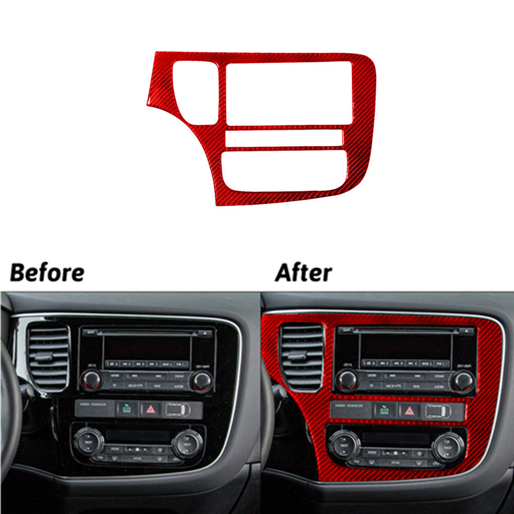 Red Carbon Fiber Climate Control Console Surround for Mitsubishi Outlander 14-16