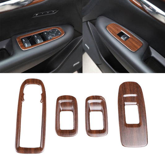 for Cadillac XT5 2017-2014 Matt Wood Grain Door Window Switch Lift Cover Trim 4P