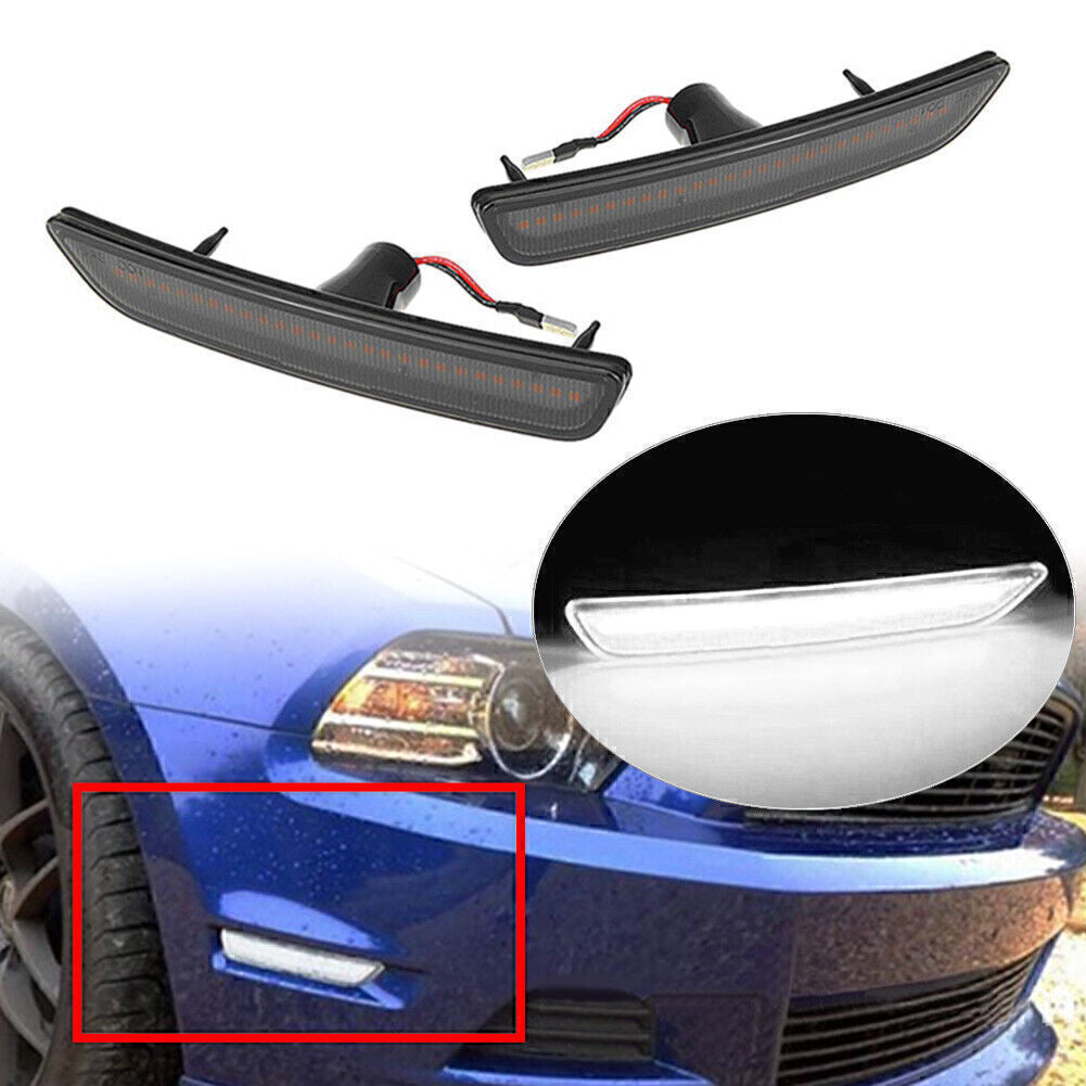 2x LED Front Side Marker Lights Indicator Lamp for 2010-2014 11 12 for Ford for Mustang