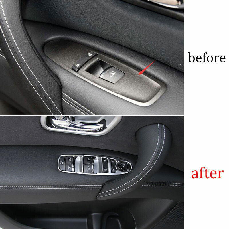 Glass Window Lifting Lock Panel Trim for Nissan Armada Y62 2017-20 Matte Silver