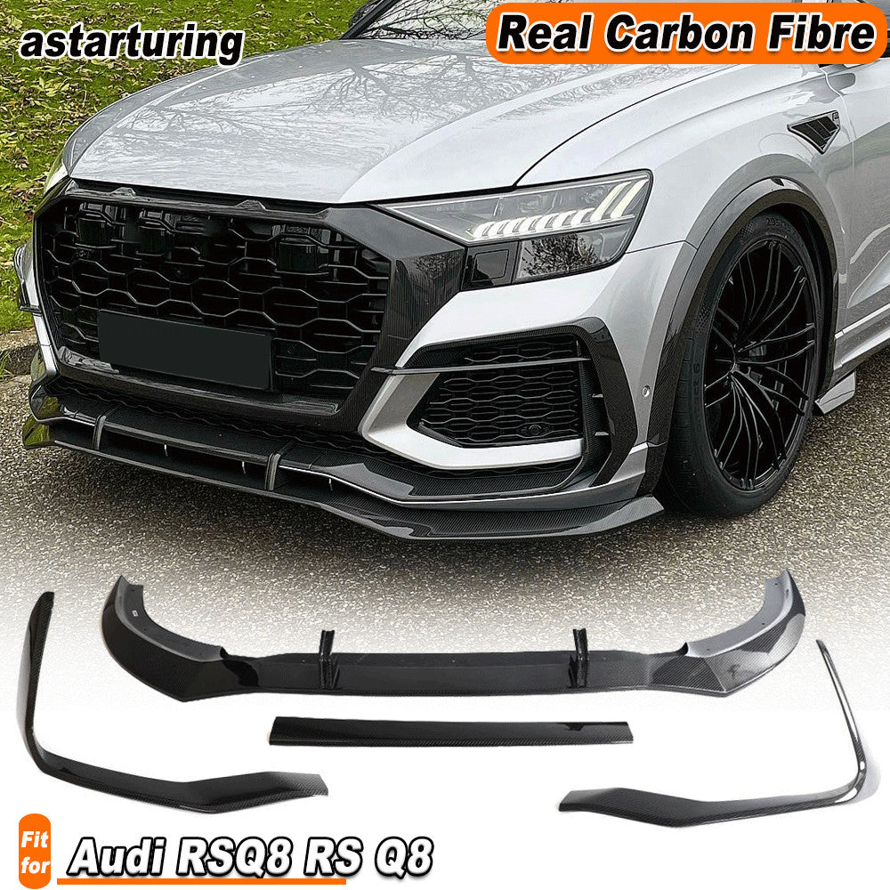Fit for Audi RS Q8 RSQ8 2021-24 Real Carbon Fiber Front Bumper Lip Chin Spoiler