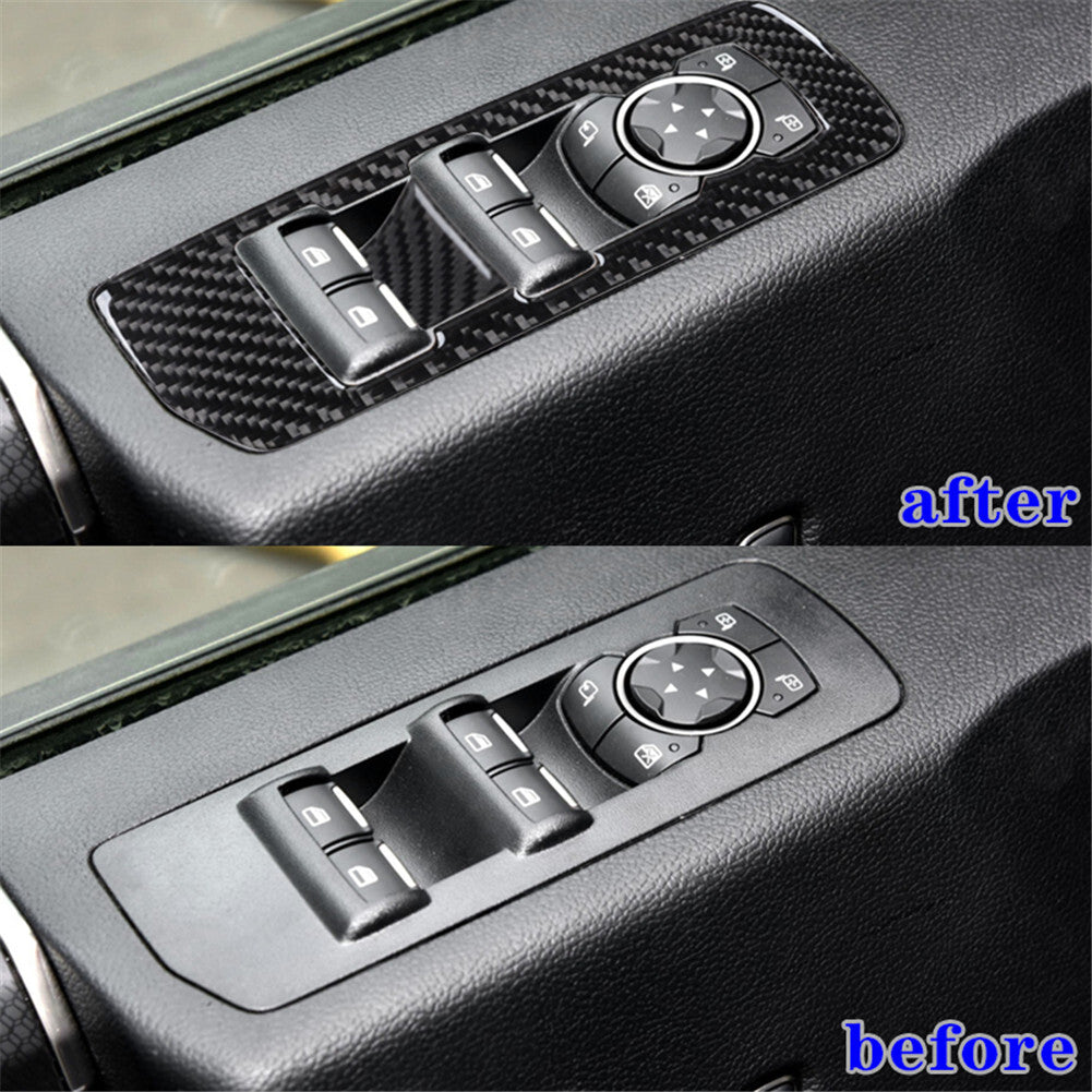 Carbon Interior Front Door Window Switch Lift Panel Trim Cover for Ford F-150