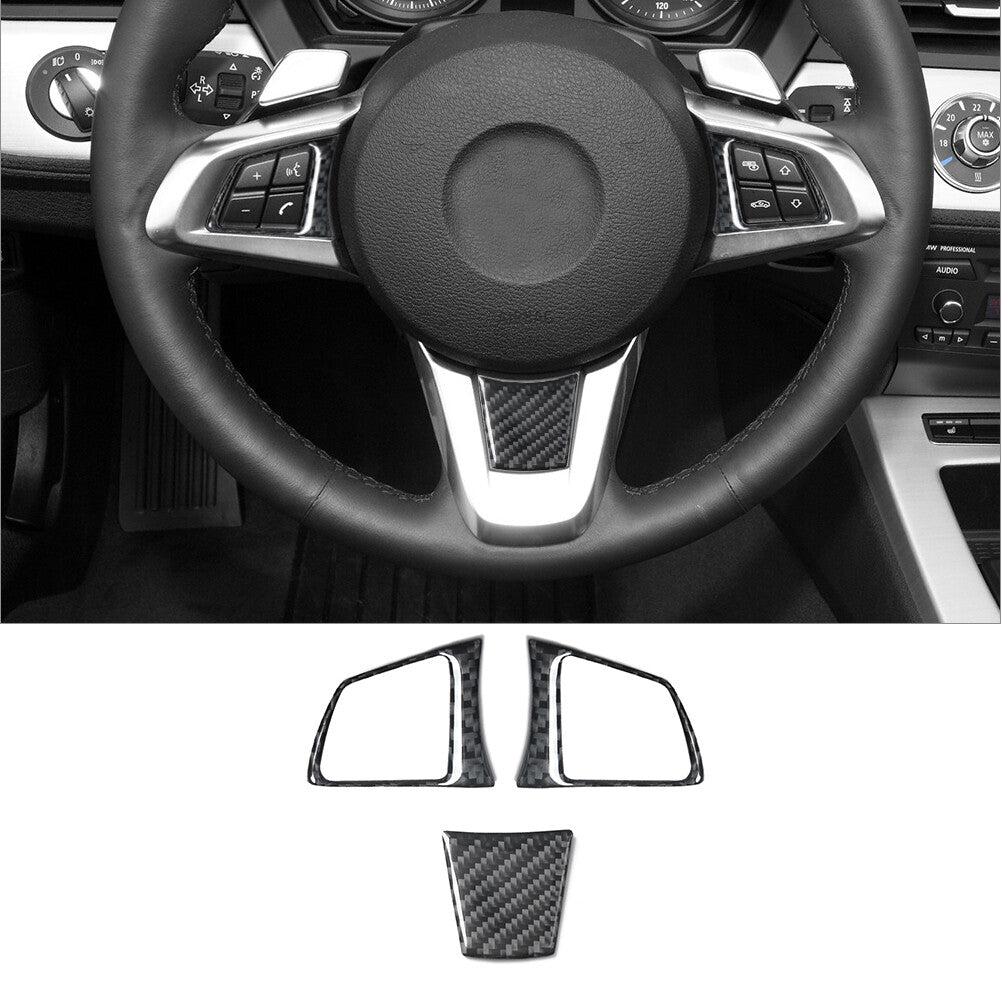 3Pcs for BMW Z4 E89 2009-2016 Carbon Fiber Steering Wheel Set Cover Trim