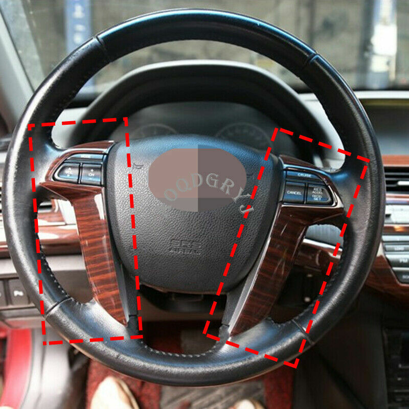 2pcs Wood Grain Style Steering Wheel Panel Trim Cover for Honda Accord 2008-2012