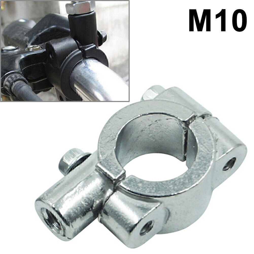 25mm M10 Rearview Handlebar Mirror Mount Holders Adapter Clamp Motor Silver