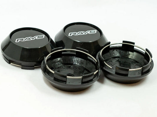4-piece set of 68mm light badge wheel center caps, hub caps, and rim caps in black TE37