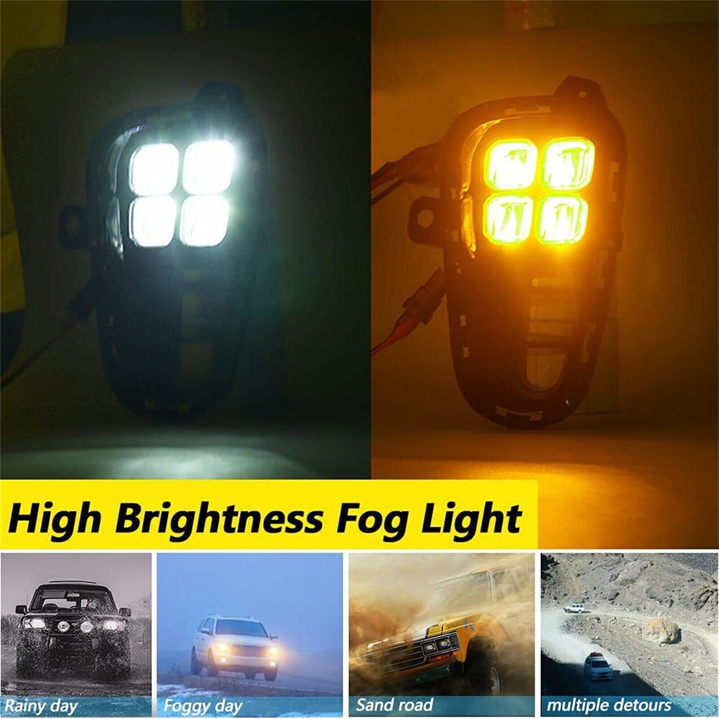 LED DRL Daytime Running Light Front Fog Lamps w/ Turn for KIA Rio 2018-2020