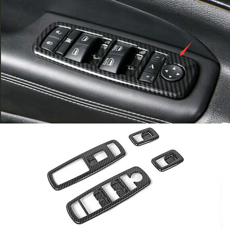 for Jeep Grand Cherokee 11-22 Carbon Fiber Glass Window Switch Panel Cover Trim