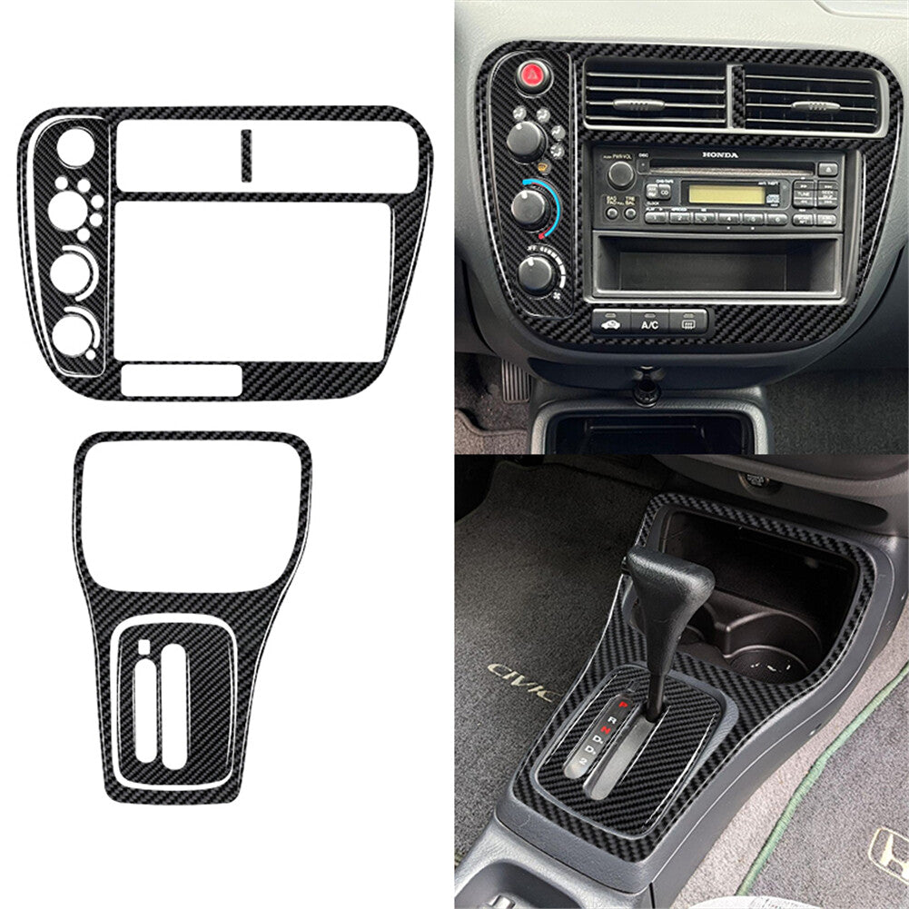 17Pcs Carbon Fiber Interior Full Set Cover Trim Kits for Honda for Civic 1999-2000