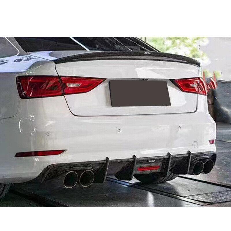Carbon fiber rear diffuser and boiler lip for Audi S3, A3, and Sline Sedan 2013-2016