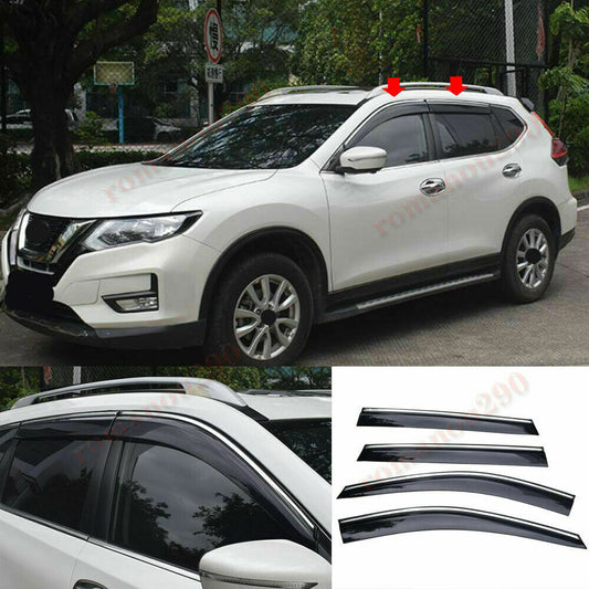 4P for Nissan Rogue 2017-2020 Smoky Black Window Sun Rain Guard Visor Vent Shade