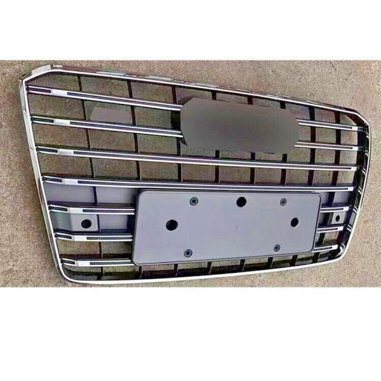 for Audi for A8 2015-2017 Front Bumper Grill Replace Grilles Mesh Grille Gray+Chrome
