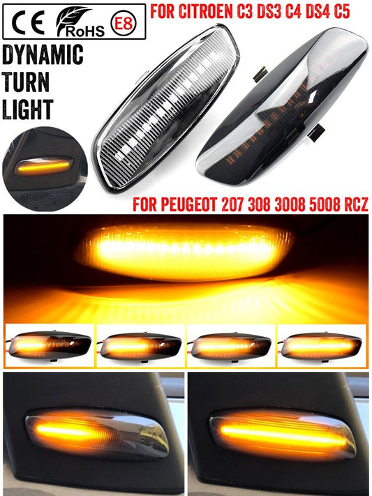 Dynamic Side Marker Turn Light for Peugeot 308 Partner for Citroen C3-5 DS3 DS4