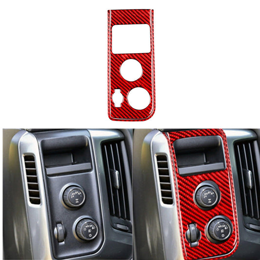 Red Carbon Fiber Dim Light Control Trim For Silverado for GMC for SIERRA 2014-2018 TypeB