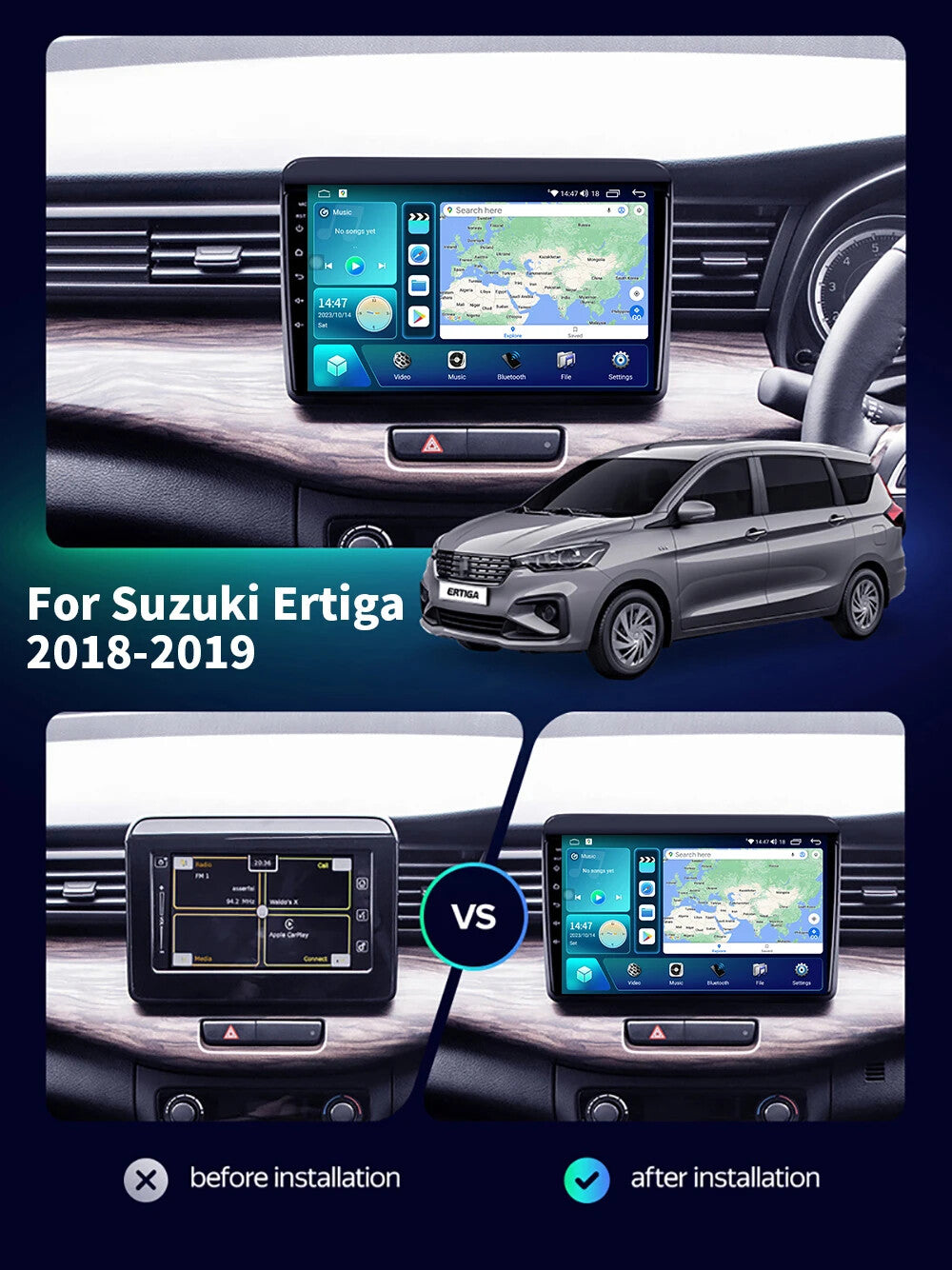 for Suzuki Ertiga Maruti 2018-2019 Android Carplay Car Radio GPS Stereo Screen