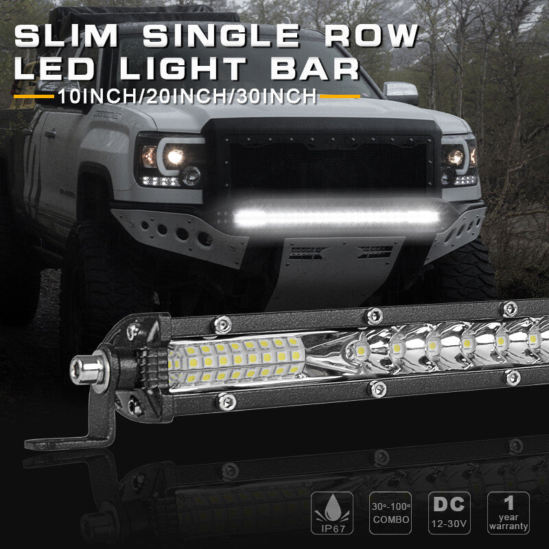 20inch 156W Led Light Bar Single Row Spot Flood Combo Work 4WD Truck SUV ATV