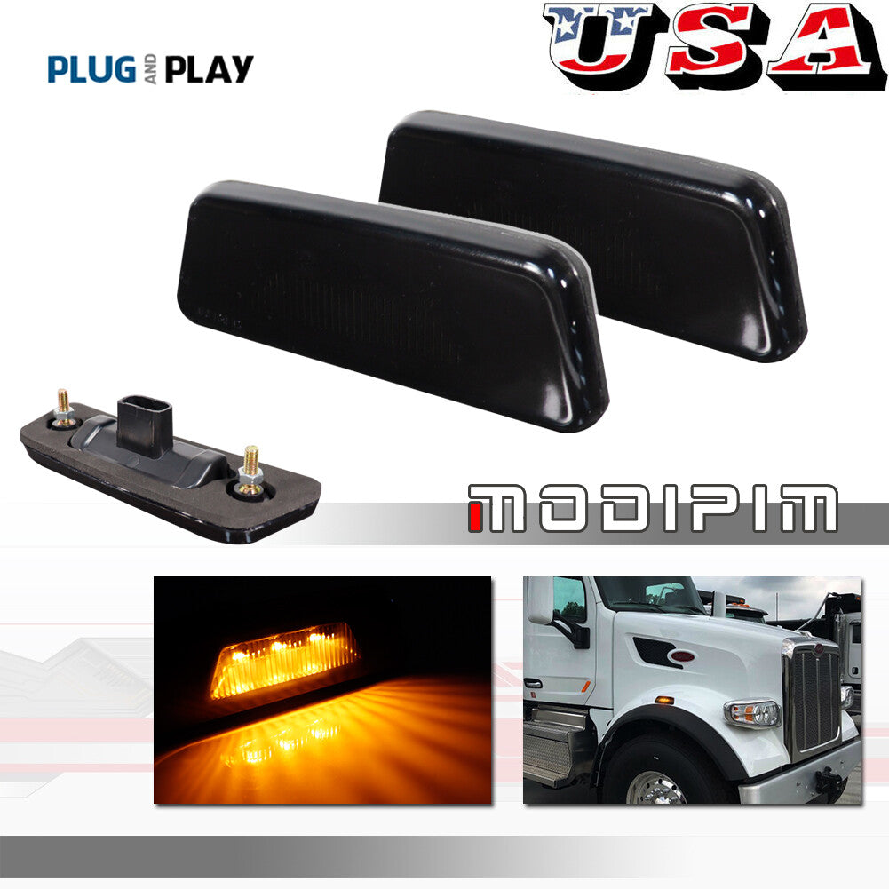 Smoke fender side marker lights suitable for Kenworth T680 T700 T880 15-up for Peterbilt 567