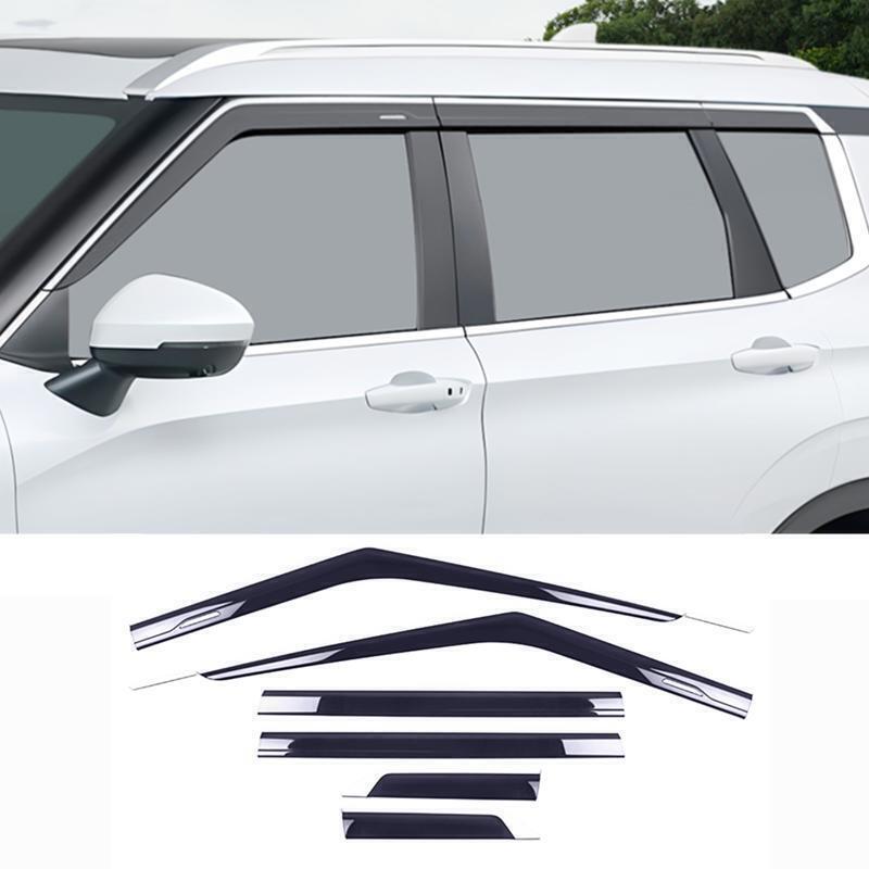for Mitsubishi Outlander 2022-24 chrome+black Window Visor Vent Sun Rain Guards