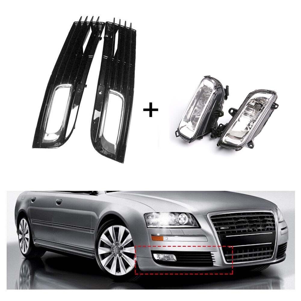 4Pcs Set Front Bumper Grill Fog Light Lamp for AUDI for A8 QUATTRO for A8 D3 08-10