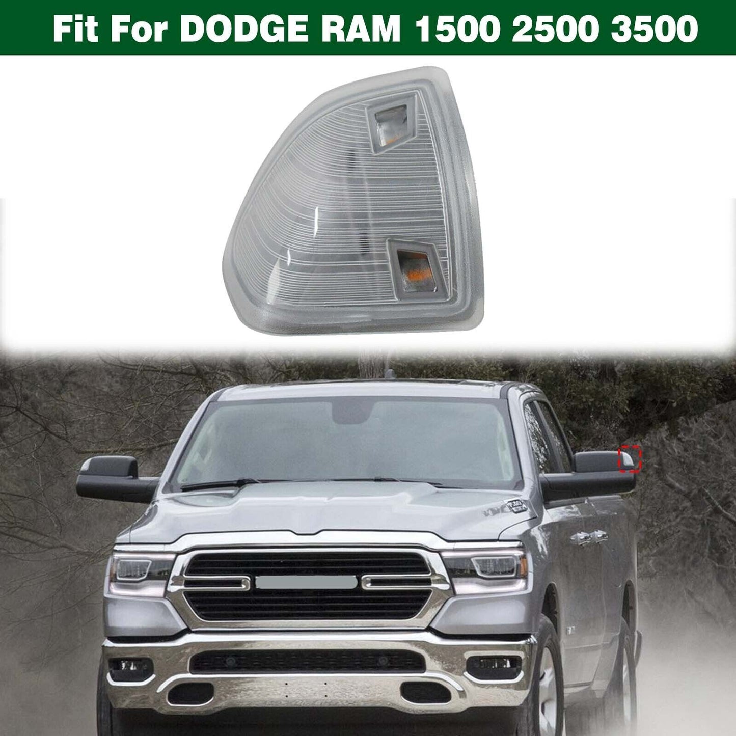 Left Amber LED Side Mirror Turn Signal Light Clear for Dodge for Ram 1500 2500 3500