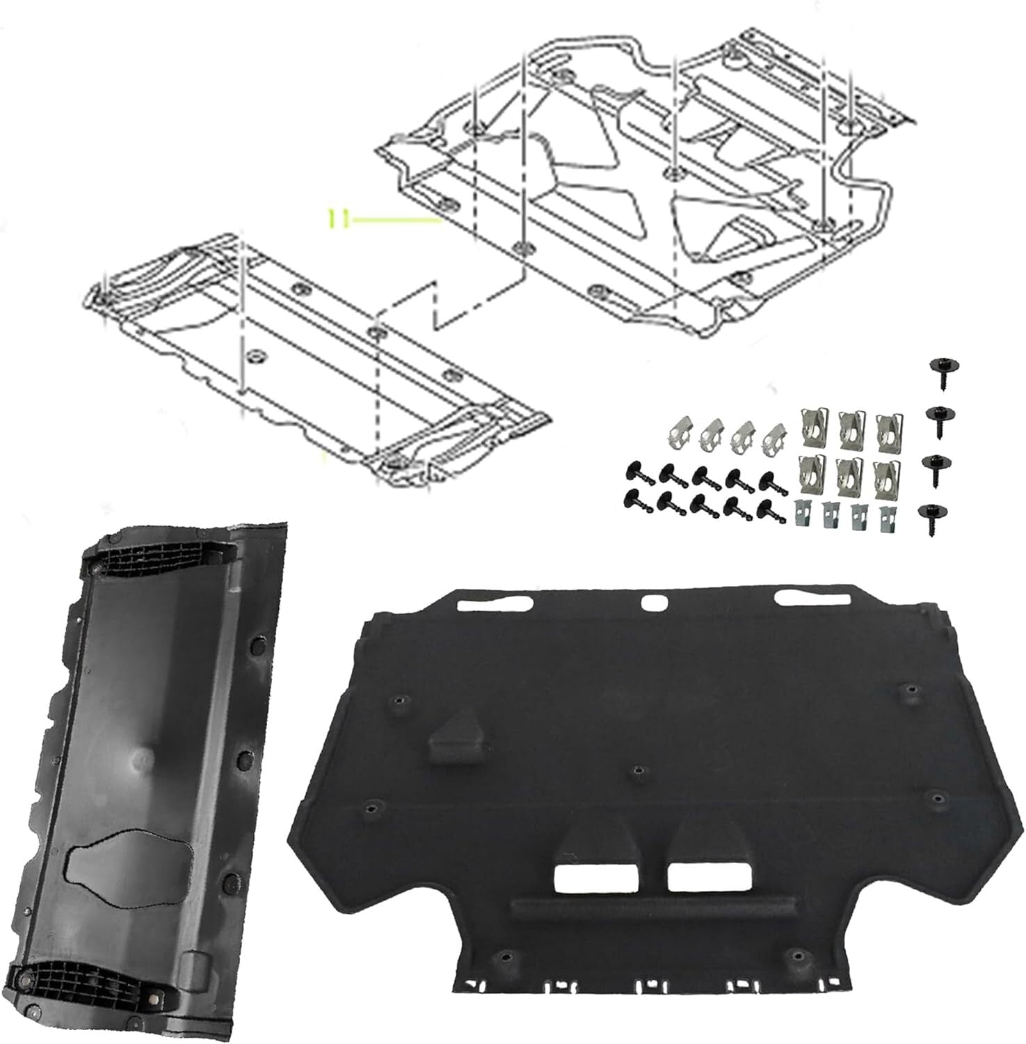 Radiator Support Cover+Splash Guards+Clips for Audi A6 (4G/C7) A7 (4G) 2011-18