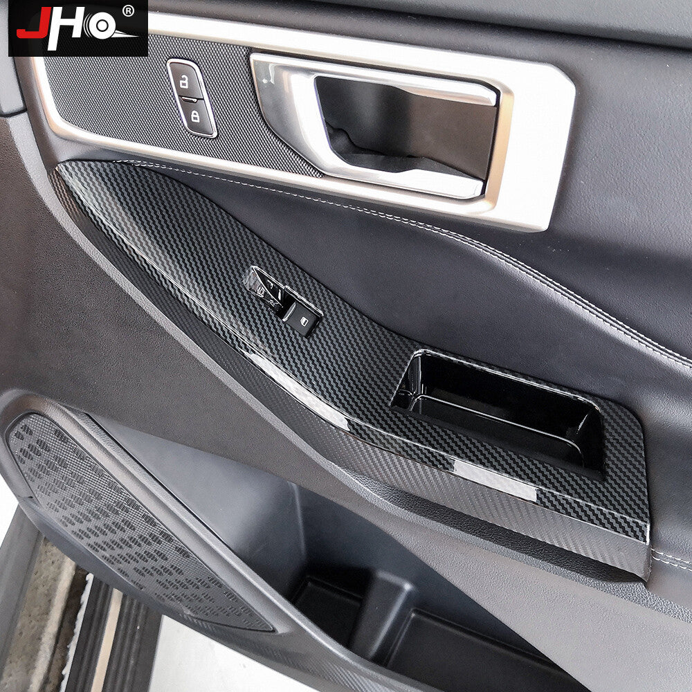 Carbon Fiber Print Window Switch Control Panel Cover Trims for Ford Explorer